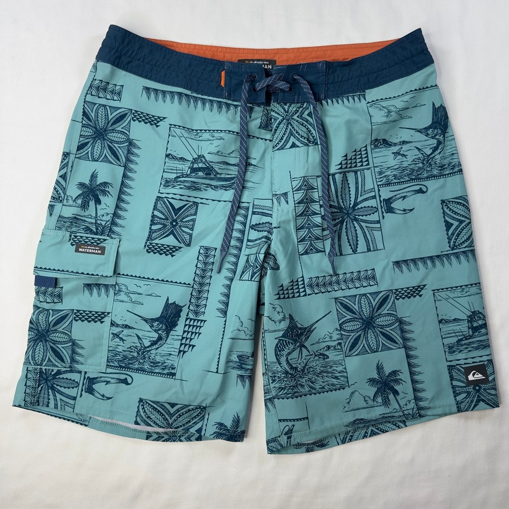Quiksilver‎ Bill Fish Board Shorts Mens 34 Blue Fishing Swimming